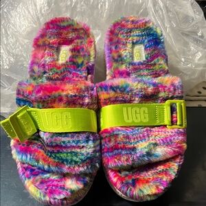 UGG Women's Multicolor Fluffy Platform Sandals